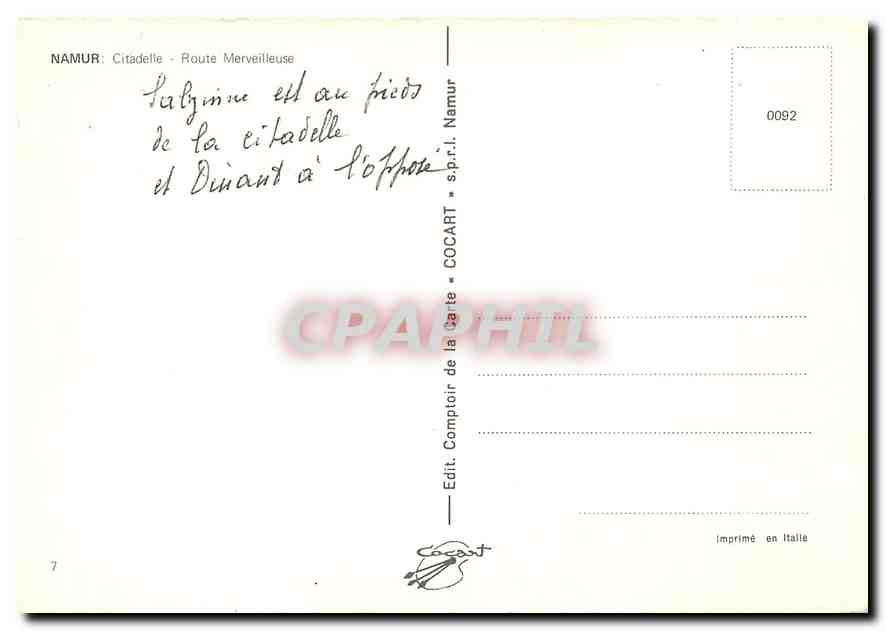 CPM Namur Citadelle Route Merveilleuse  — Back