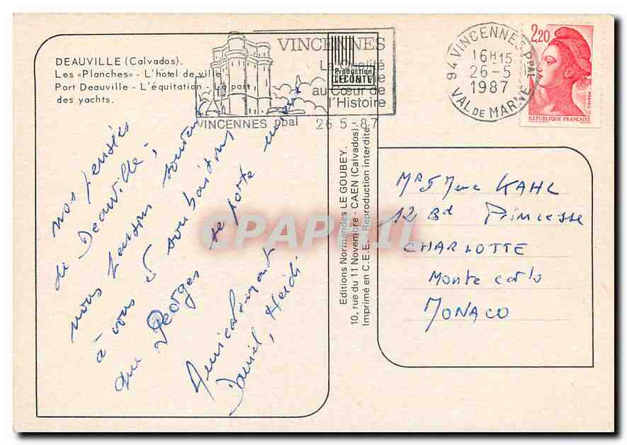 Deauville — Planches, hôtel, port, équitation — Éditions Normandes Le Goube — Rückseite
