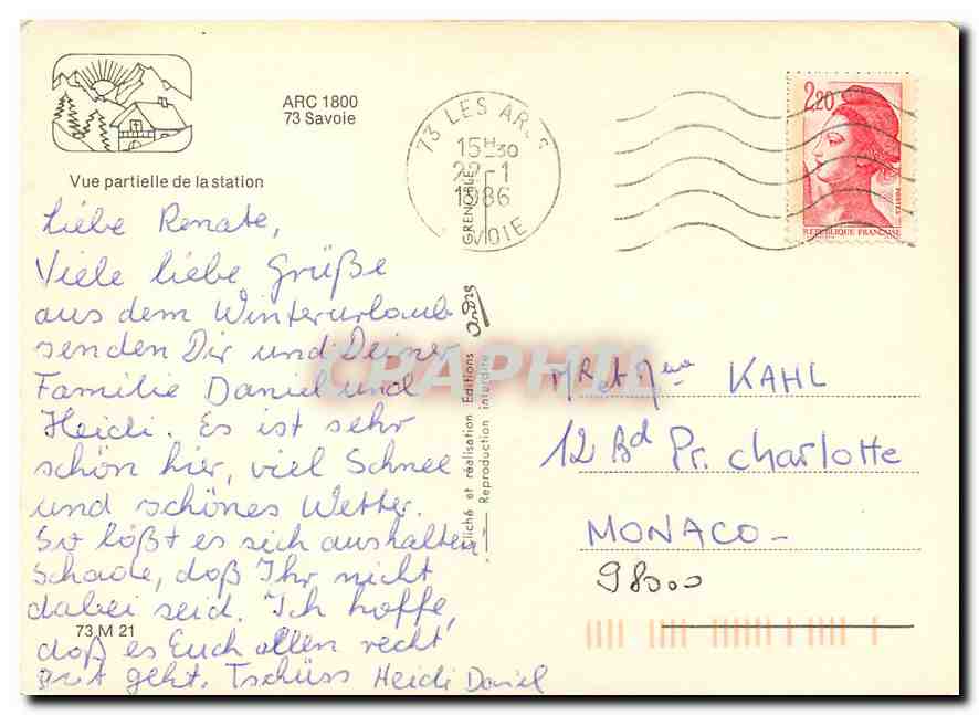 CPM Arc Savoie Vue partielle de la Station  — Rückseite