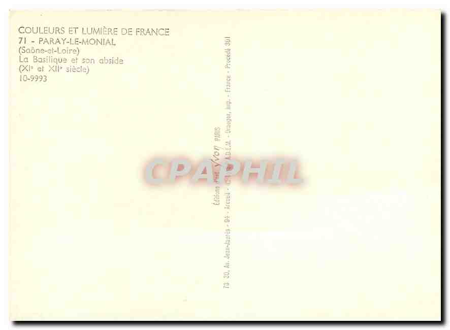Paray-le-Monial — La Basilique et son abside — Éditions Jean-Jaurès — Rückseite