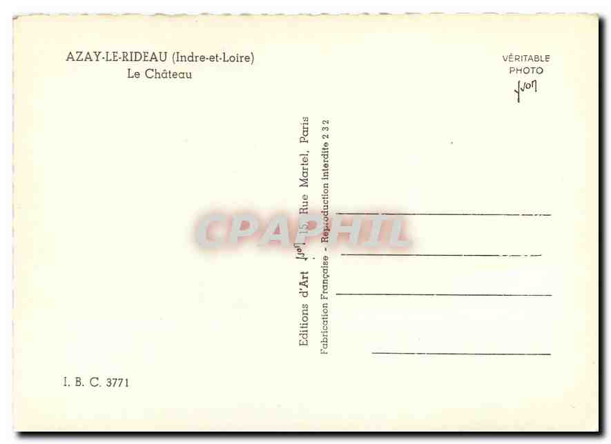 CPM Azay le Rideau Indre et Loire Le Chateau  — Rückseite
