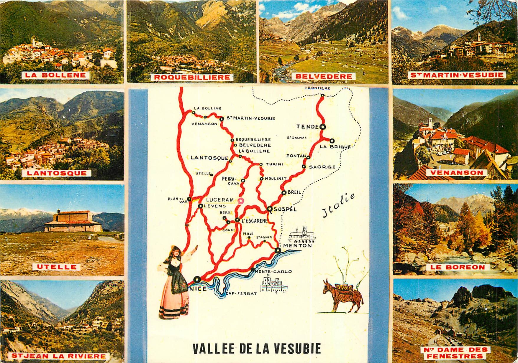 CPM Souvenir de la Vallee de la Vesubie La Bollene Roquebilliere Belvedere St Martin Vesubie Lantosq