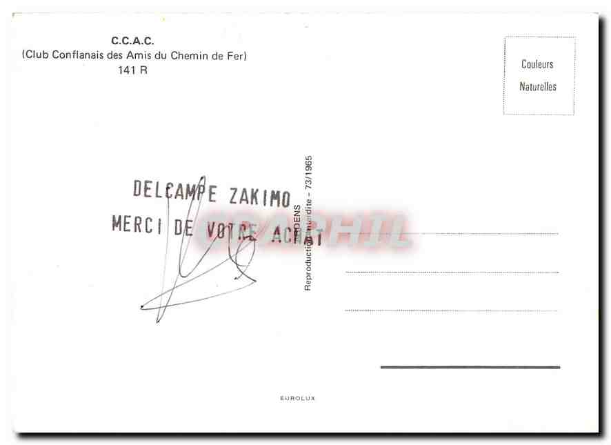 CPM CCAC Club Conflanais des Amis du Chemin de Fer Train — Rückseite