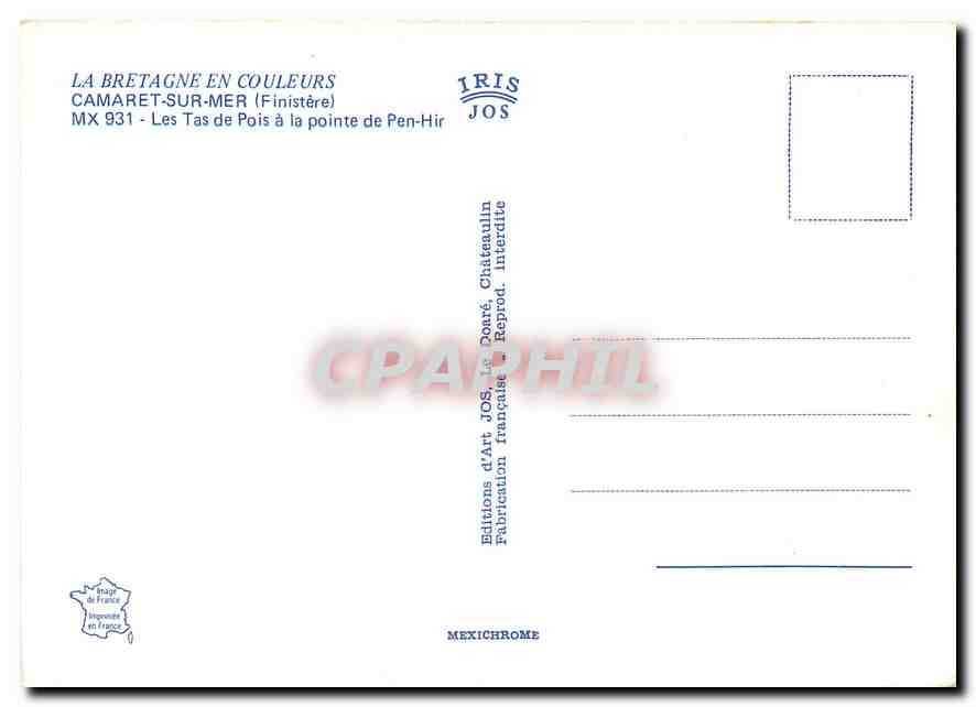 CPM Camaret sur Mer Firenze Les Tas de Pois a la pointe de Pen Hir  — Rückseite