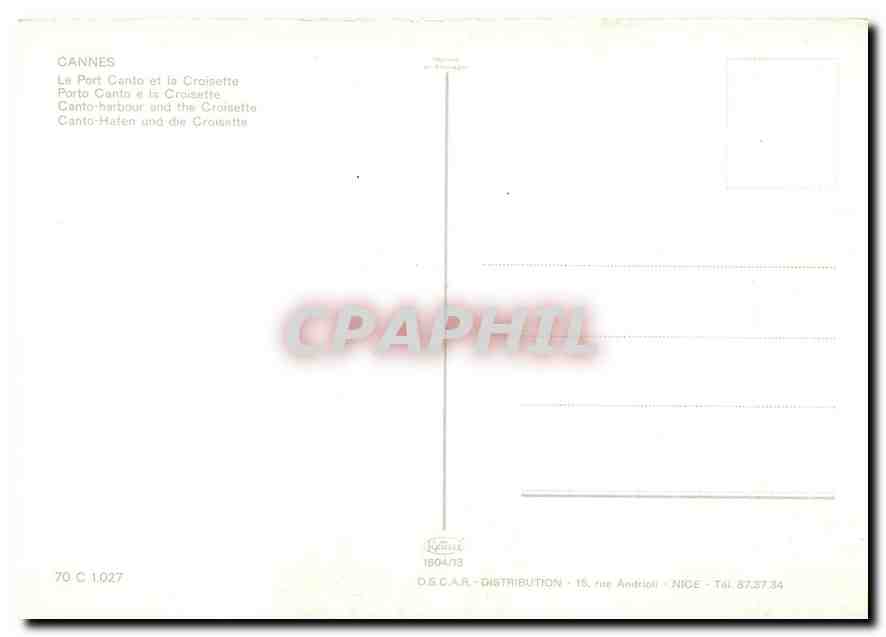 CPM Cannes Le Port Canto et la Croisette  — Verso