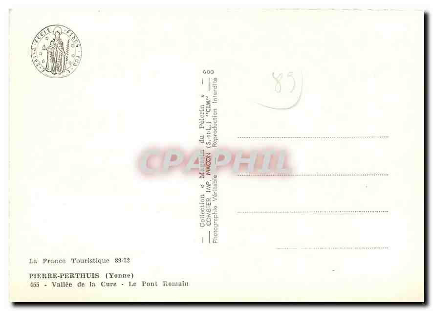 CPM Pierre Perthuis Yonne Vallee de la Cure Le Pont Romain  — Back