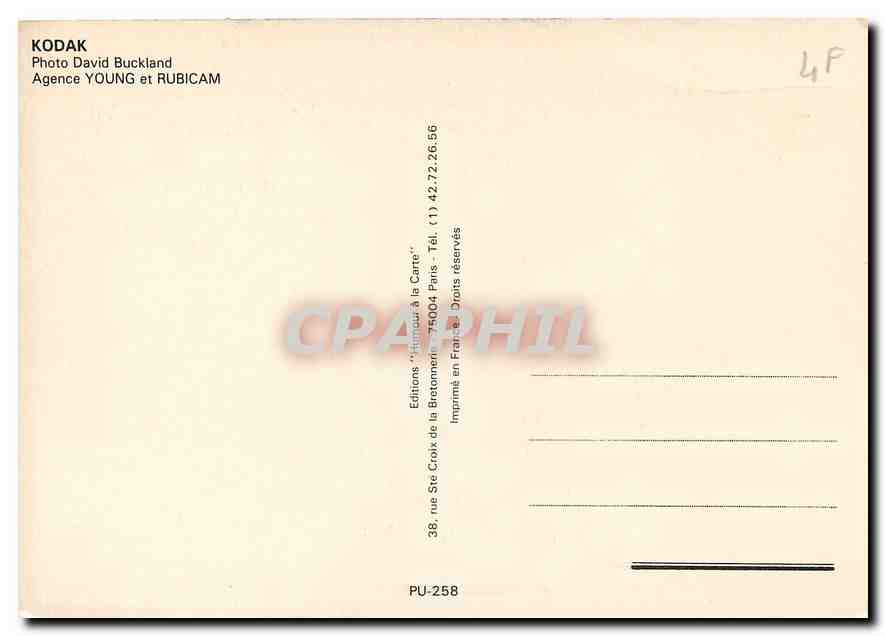 CPM Kodak Agence Young et Rubicam David Buckland — Rückseite