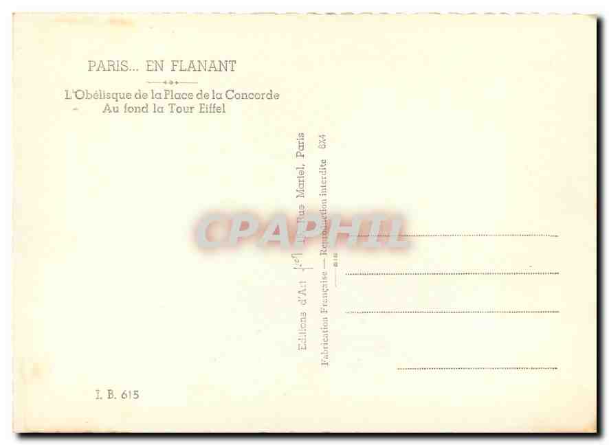 CPM Paris en Flanant L'Obelisque de la Place de la Concorde Au fond la Tour Eiffel  — Rückseite