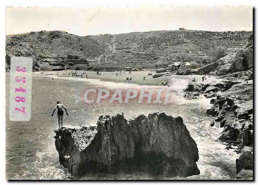 CPM Collioure PO Camping de la Calanque de l'Ouille sa plage et ses rochers 