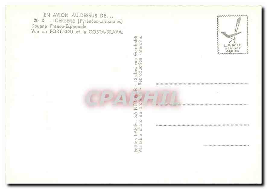 CPM Cerbere Pyrenees Orientales Douane France Espagnole  — Rückseite