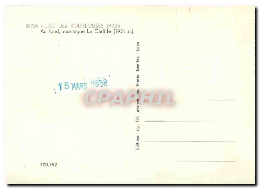 CPM Lac des Bouillouses PO Au fond montagne Le Carlitte  — Rückseite