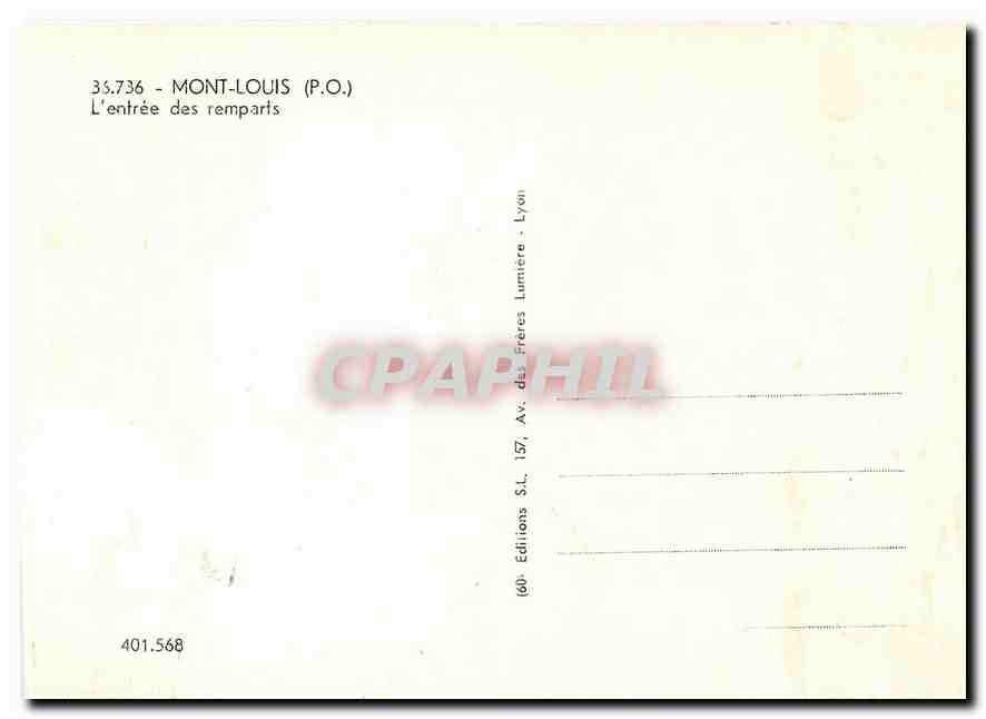 CPM Mont Louis PO L'entree des remparts  — Rückseite