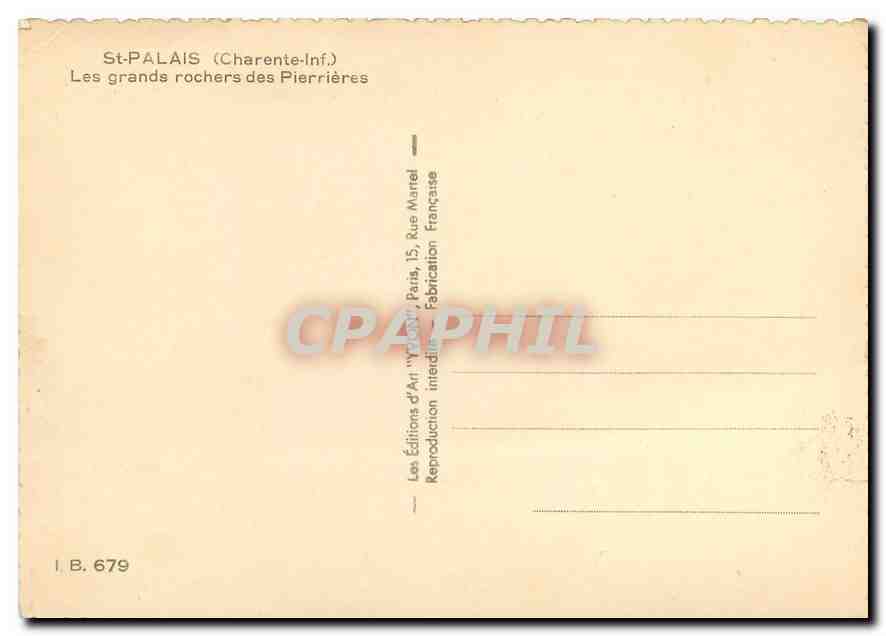 CPM St Palais Charente Inf Les grands rochers des Pierrieres  — Verso