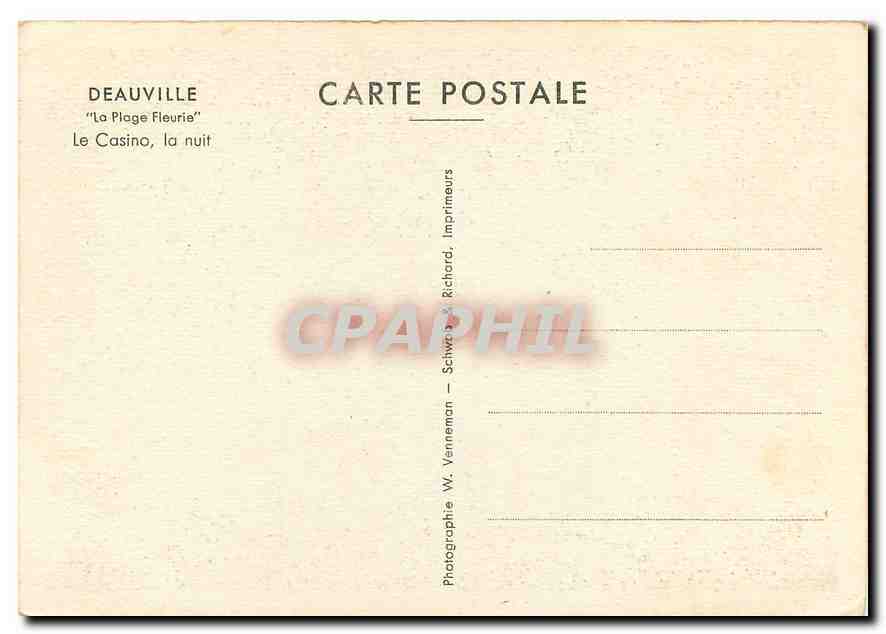 Deauville — 'La Plage Fleurie' — Le Casino, la nuit — Photographie W. Venneman — Rückseite