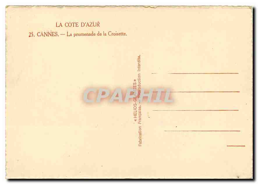 CPM Cannes La promenade de la Croisette  — Verso