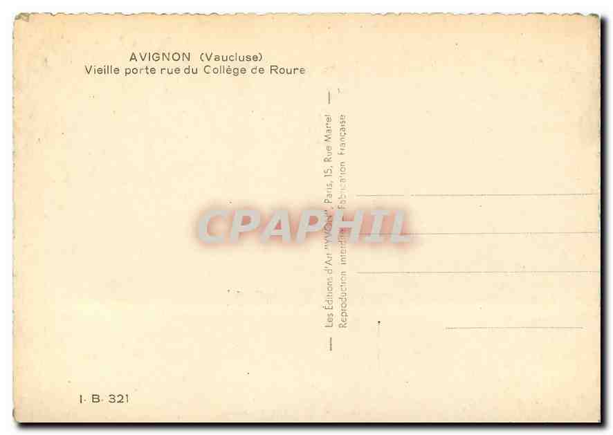 CPM Avignon Vaucluse Vieille porte rue du College de Roure  — Rückseite