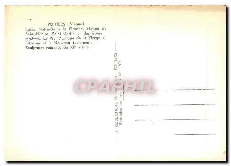 CPM Poitiers Vienne Eglise Notre Dame la Grande  — Rückseite