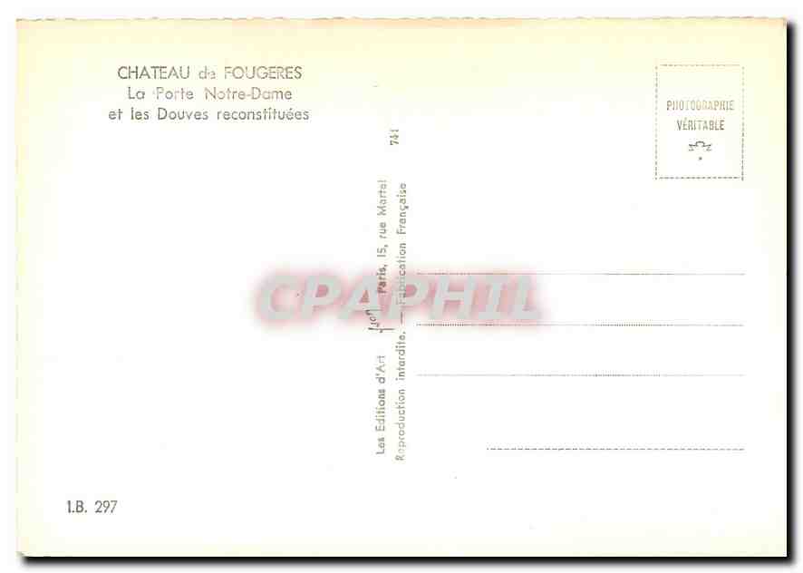 Château de Fougères — La Porte Notre-Dame et les douves reconstituées — Les Éditions d'Art, Paris — Reverso