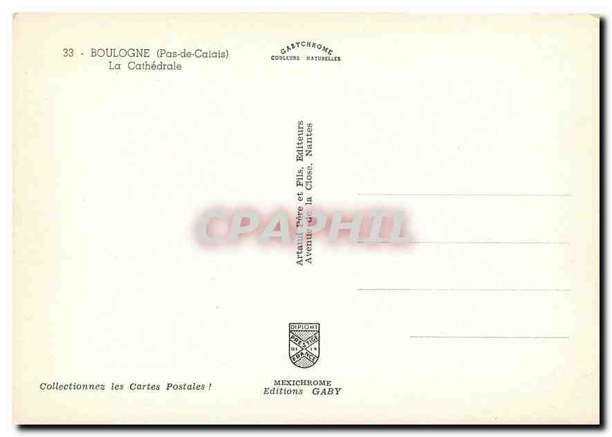 CPM Boulogne Pas de Calais La Cathedrale  — Rückseite
