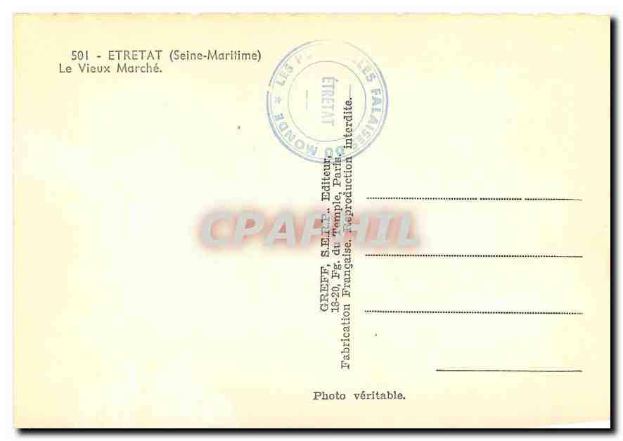 CPM Etretat Seine Maritime Le Vieux Marche  — Rückseite