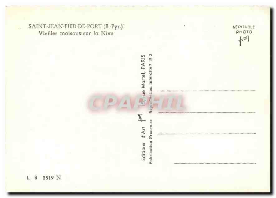 Saint-Jean-Pied-de-Port — Vieilles maisons sur la Nive — Editions d'Art, Paris — Rückseite