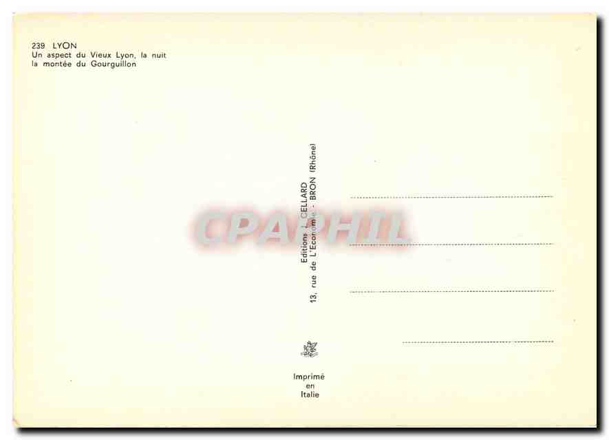 CPM Lyon Un aspect du Vieux Lyon la nuit la montee du Gourguillon  — Verso