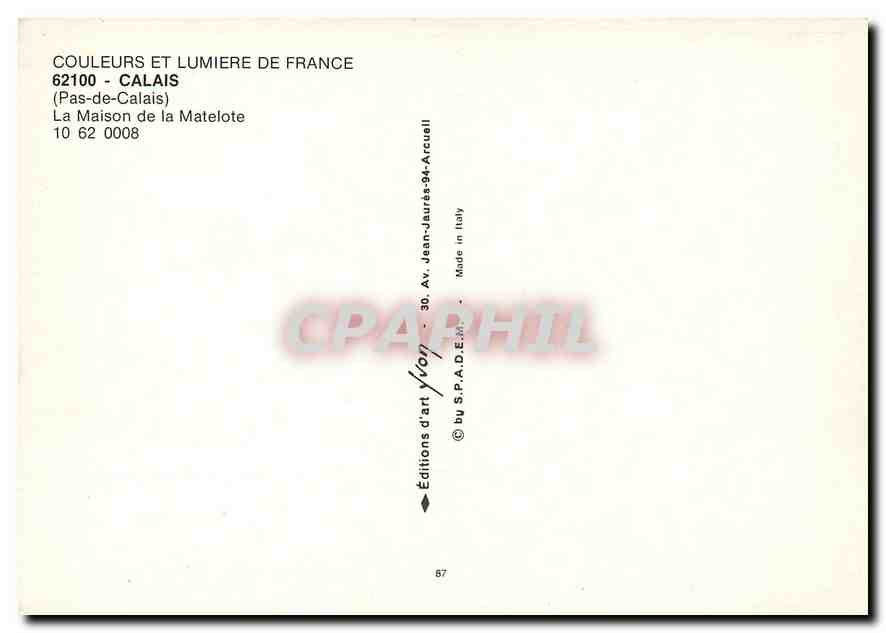 CPM Calais Pas de Calais La Maison de la Matelote  — Rückseite