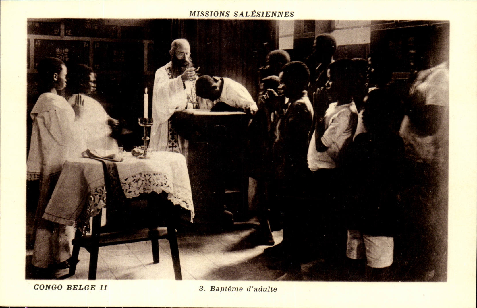 Congo Belge -CPA- Bapteme d'adulte -Mission Salesiennes