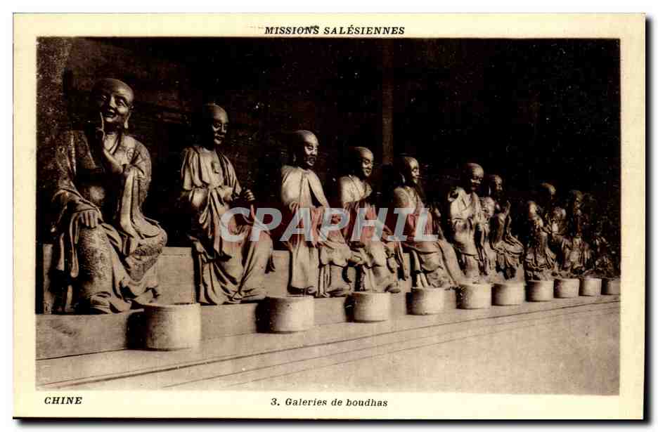 Chine -CPA- Galeries de boudhas- Mission Salesiennes China