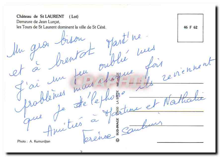 Château de St Laurent — Demeure de Jean Lurçat, Lot — Photo A. Kumurdjian — Verso