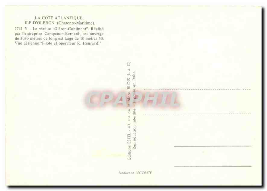 CPM Le Viaduc Oleron Continent  — Verso