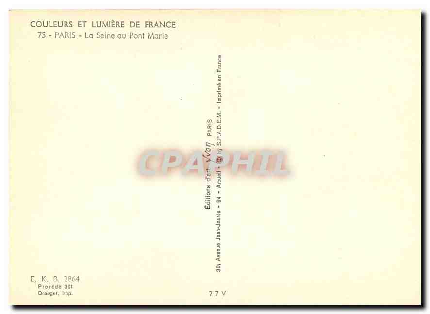 CPM Paris La Seine au Pont Marie Bateau Peniche Peche Pecheur — Verso