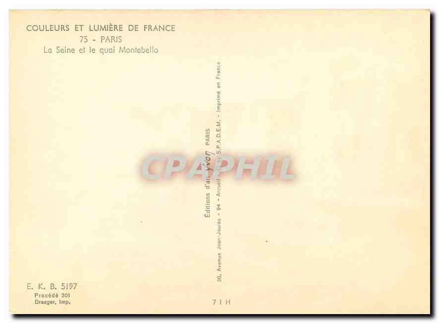 CPM Paris La Seine et le quai Montebello  — Rückseite