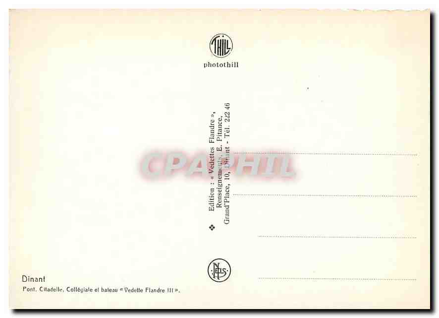 CPM Dinant Citadelle Collegiale et bateau Vedette Flandre II — Back