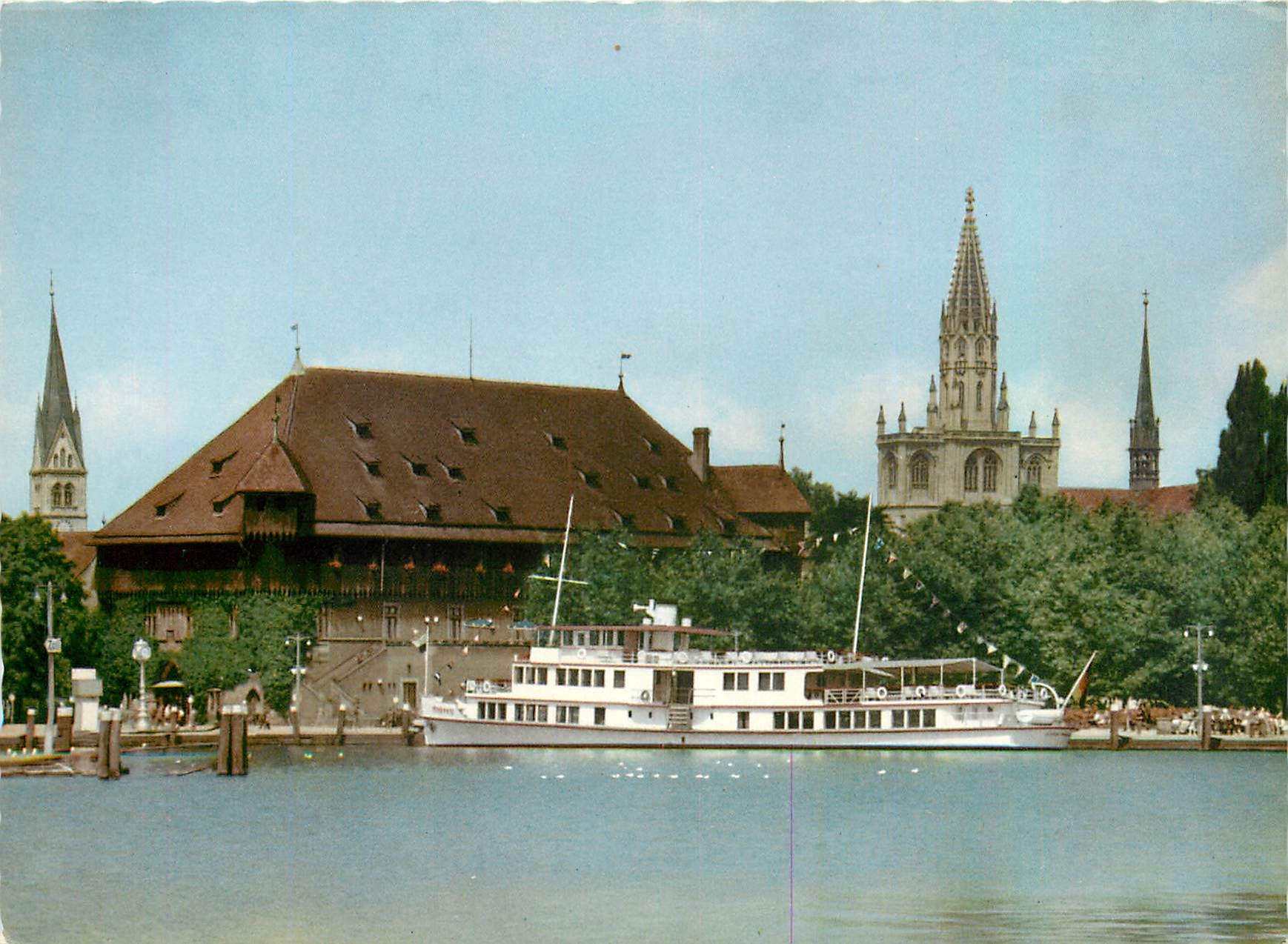 CPM Konstanz am Bodensee Hafen mit Konzil und Basilika 
