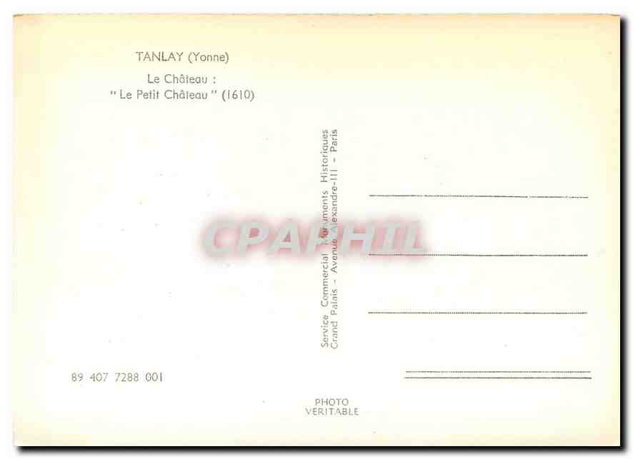 CPM Tanlay Yonne Le Chateau Le Petit Chateau  — Back