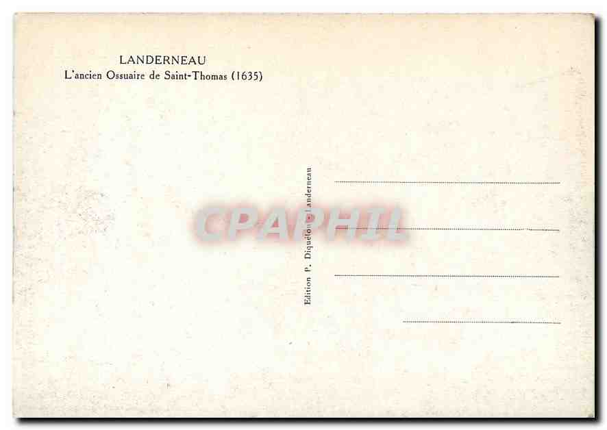 CPM Landerneau L'Ancien Ossuaire de Saint Thomas 1635  — Rückseite