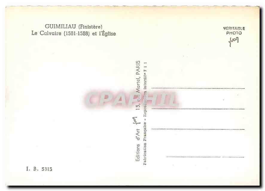 CPM Guimiliau Finistere Le Calvaire et l'Eglise  — Rückseite