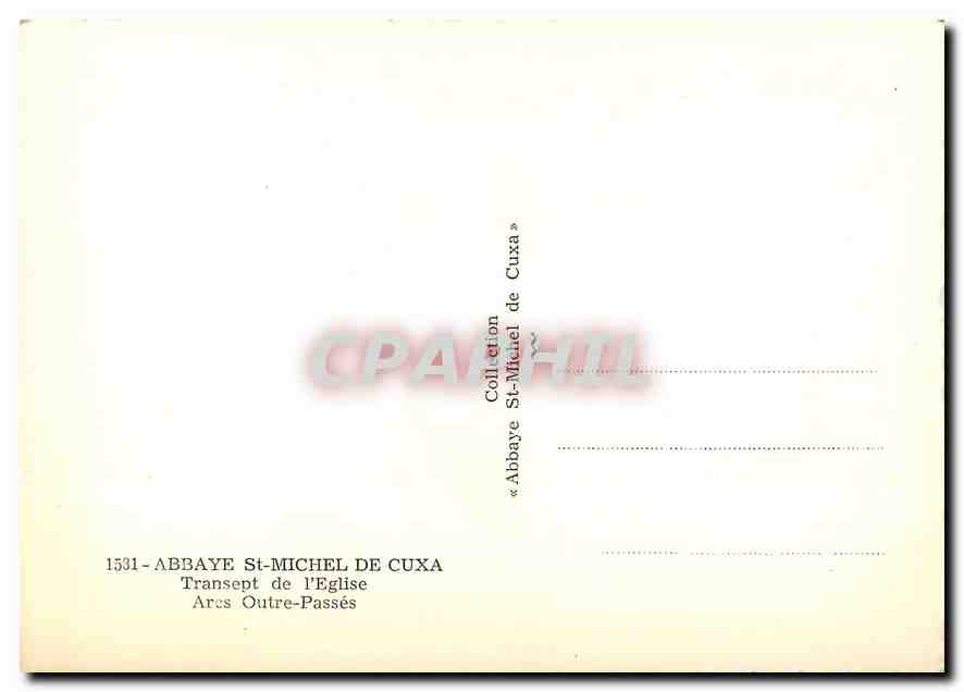 CPM Abbaye St Michel de Cuxa Transept de l'Eglise Ares Outre Passes  — Rückseite