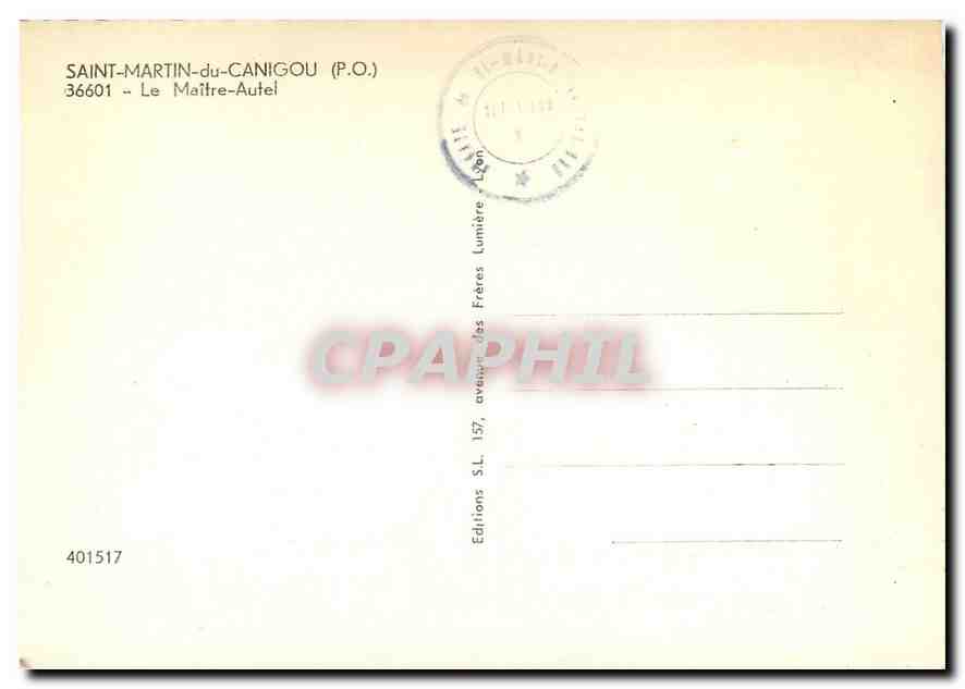 CPM Saint Martin du Canigou Le Maitre Autel  — Rückseite