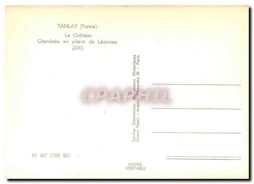 CPM Tanlay Le Chateau Cheminee en pierre de Lezuines  — Back
