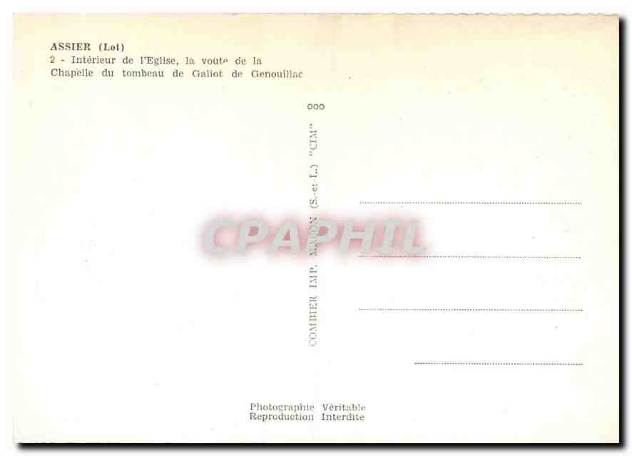 Assier (Lot) — Innenraum der Kirche, die Gewölbe der Kapelle des Grabes von Galiot de Genouillac — Combiér Imp. (S. et L.) — Rückseite