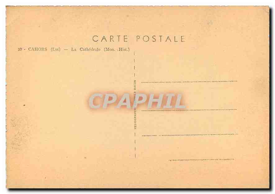 CPM Cahors Lot La Cathedrale Mon Hist  — Rückseite