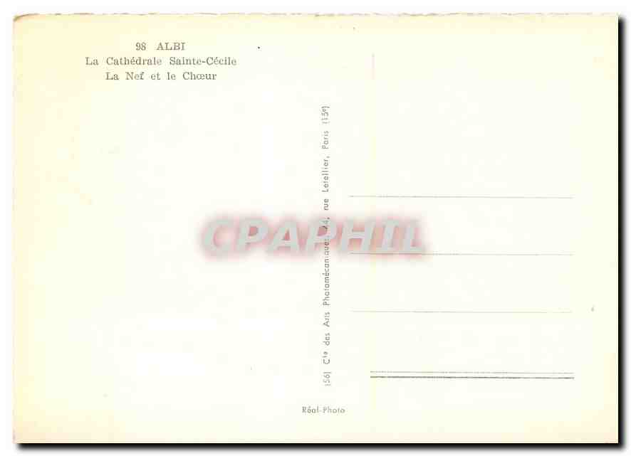 CPM Albi La Cathedrale Sainte Cecile La Nef et le Choeur  — Rückseite
