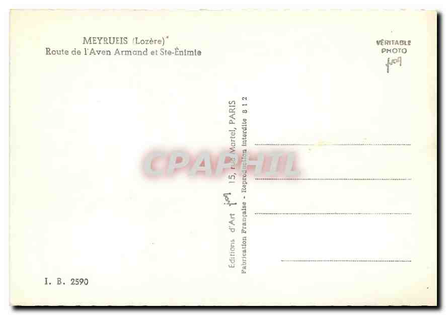 CPM Meyrueis Lozere Route de l'Aven Armand et Ste Enimte  — Back