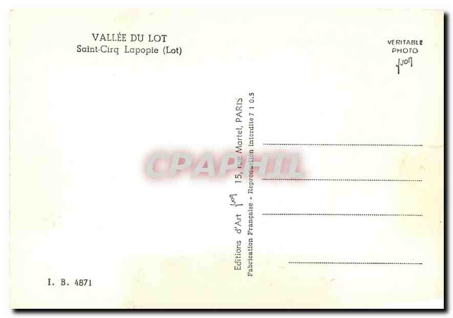 Saint-Cirq-Lapopie — Vallée du Lot — Éditions d'Art Martel, Paris — Rückseite