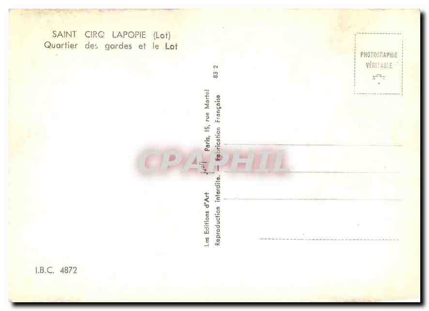 CPM Saint Cirq Lapopie Lot Quartier des gardes et le Lot  — Rückseite