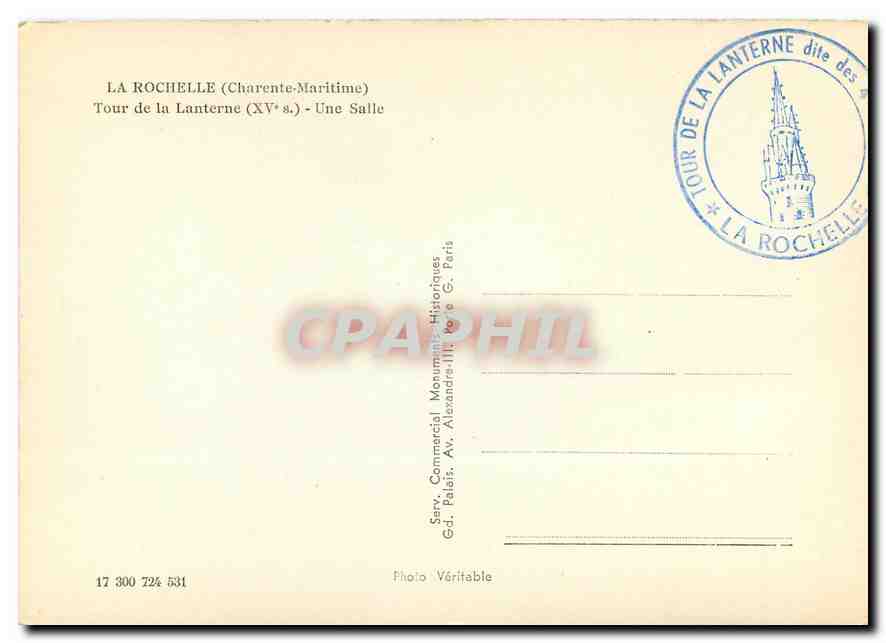 CPM La Rochelle Charente Maritime Tour de la Lanterne Une Salle  — Verso