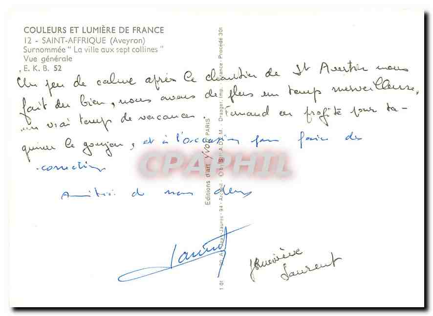 CPM Saint Affrique Aveyron Surnommee La Ville aux sept collines Vue generale  — Rückseite