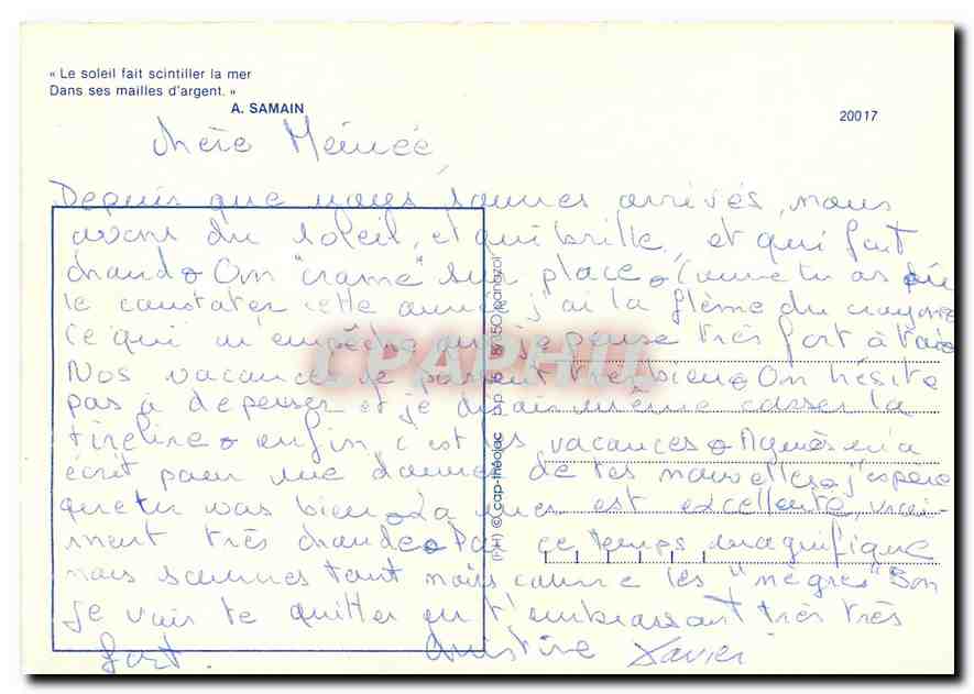 CPM Le Soleil fait scintiller la mer Dans ses mailles d'argent  — Back